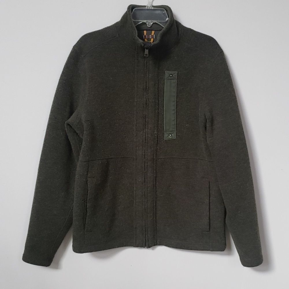 Timberland Jacket Mens Medium Ribbed Wool Blend Fleece Lined Mock Neck Jacket